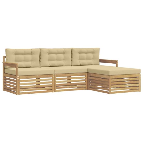 Ensemble de canapés d'extérieur 4 pc blanc et beige polyester