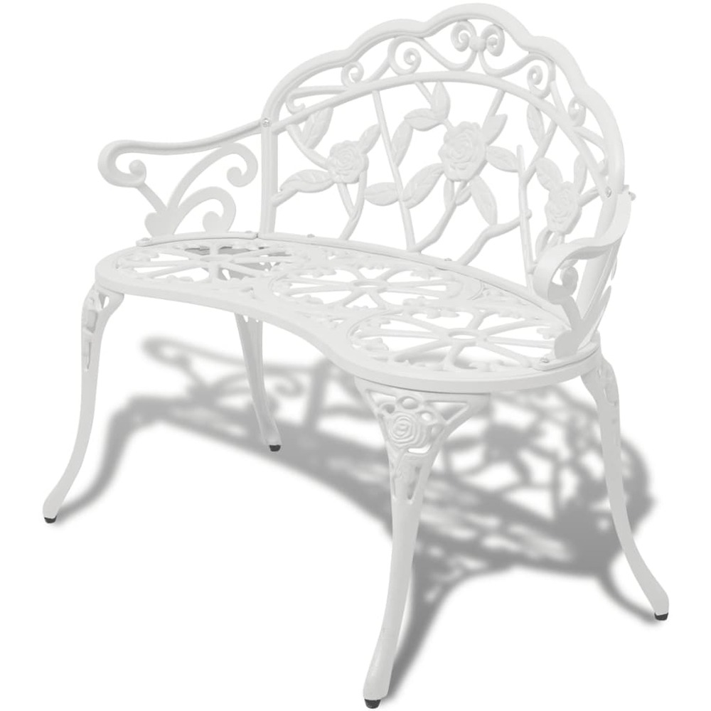 Banc de jardin meuble de patio d'extérieur terrasse 100 x 54 x 80 cm aluminium coulé blanc