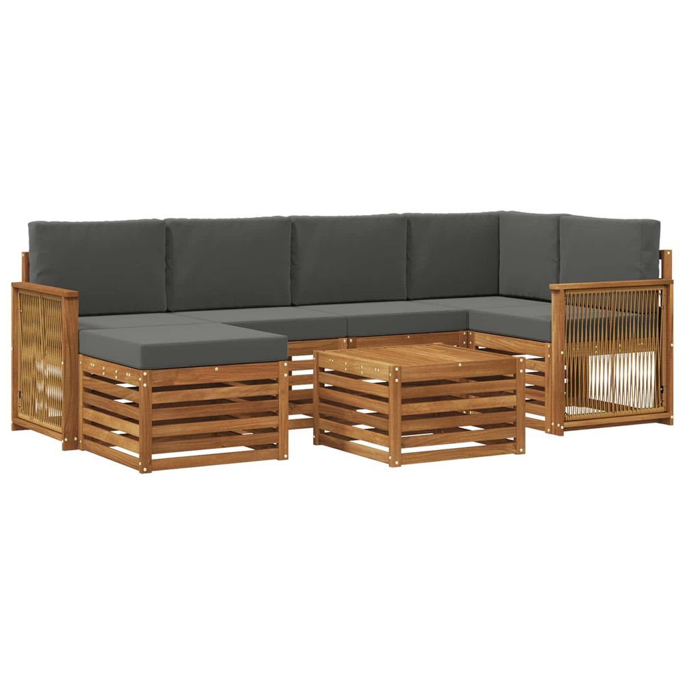 Ensemble de canapés d'extérieur 6 pc naturel et anthracite