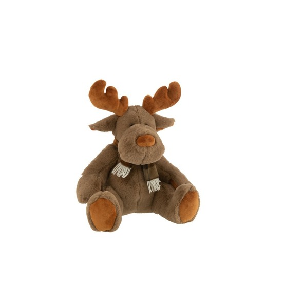 Renne en textile marron 28x25x28 cm