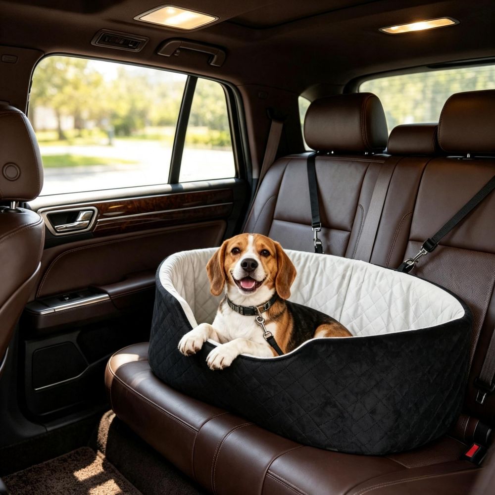Siège auto pour chien polyester noir 77 x 43 x 28 cm rembourré sécurisé jusqu’à 15 kg