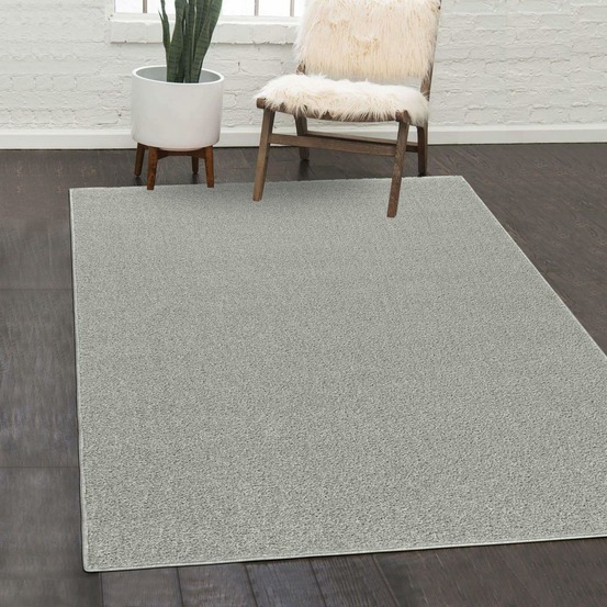 Tapis grand salon 280x370 tissé crème rectangle motif uni soula