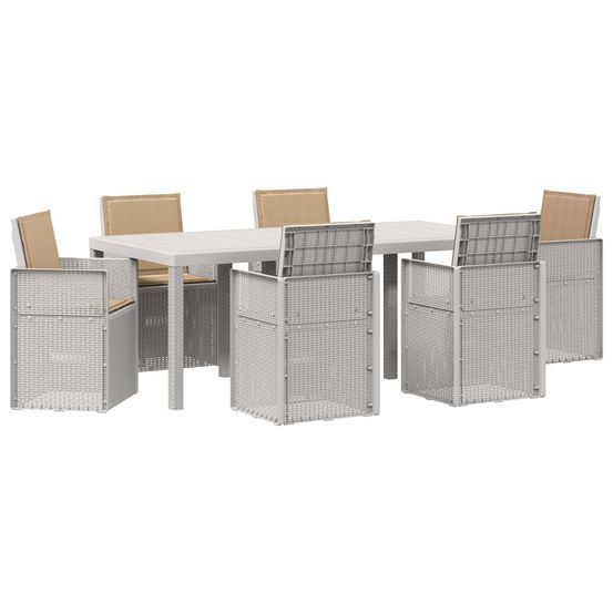 Ensemble de salle à manger pour jardin 7 pc blanc et taupe pp