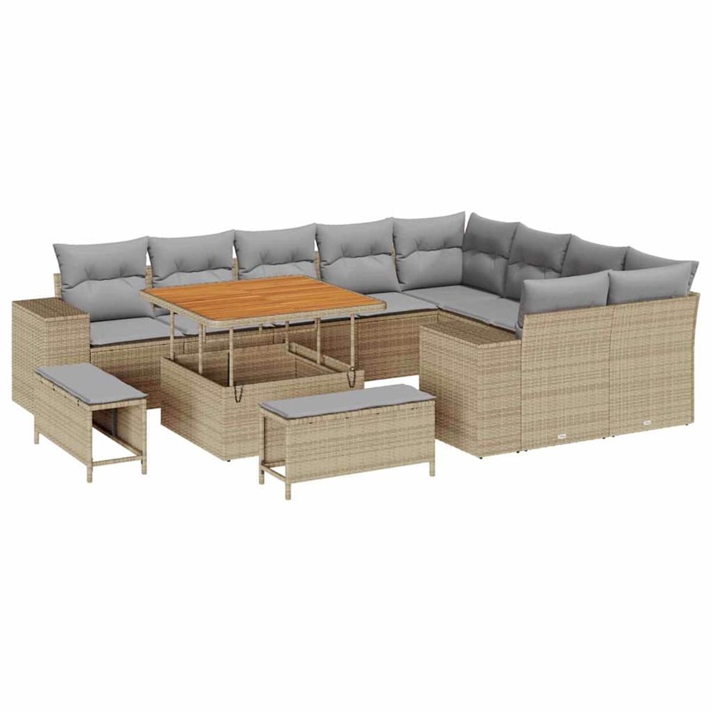 Ensemble de canapé de jardin 12 pc beige polyrotin