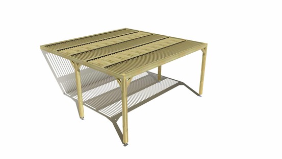 Pergola bois • 5m x 5m • adossée • sens largeur • lames orientables bioclimatiques incluses • livraison comprise