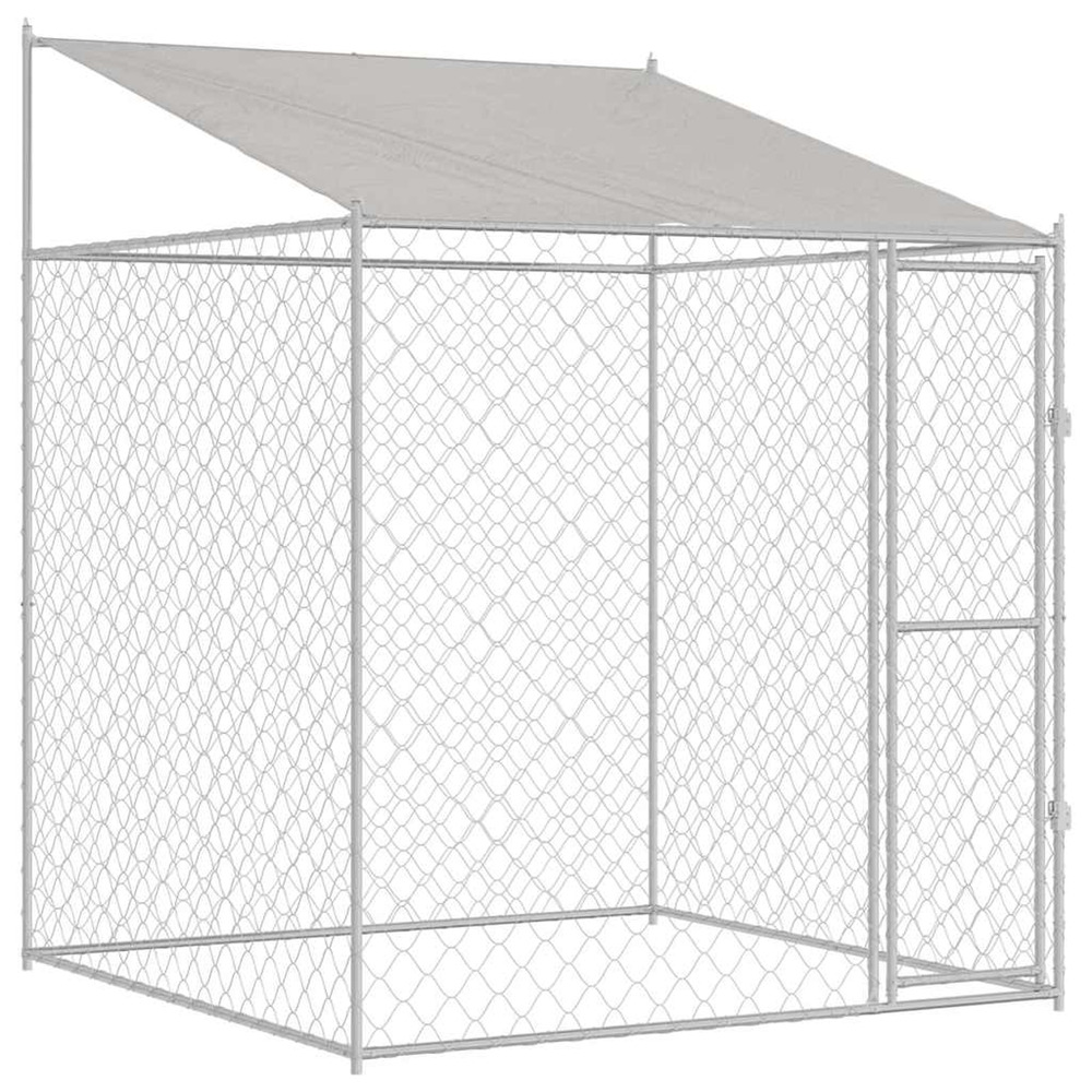 Cage pour chien argenté 200 x 200 x 258 cm acier et pe