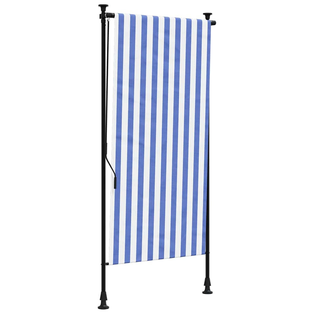 Store roulant d'extérieur bleu et blanc 120x270 cm tissu acier