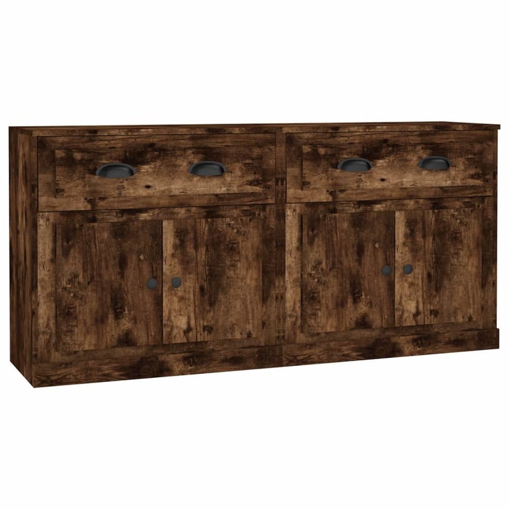 Buffet bahut commode armoire meuble de rangement organisateur cuisine salle de séjour salons lot de 2 bois d'ingénierie marro
