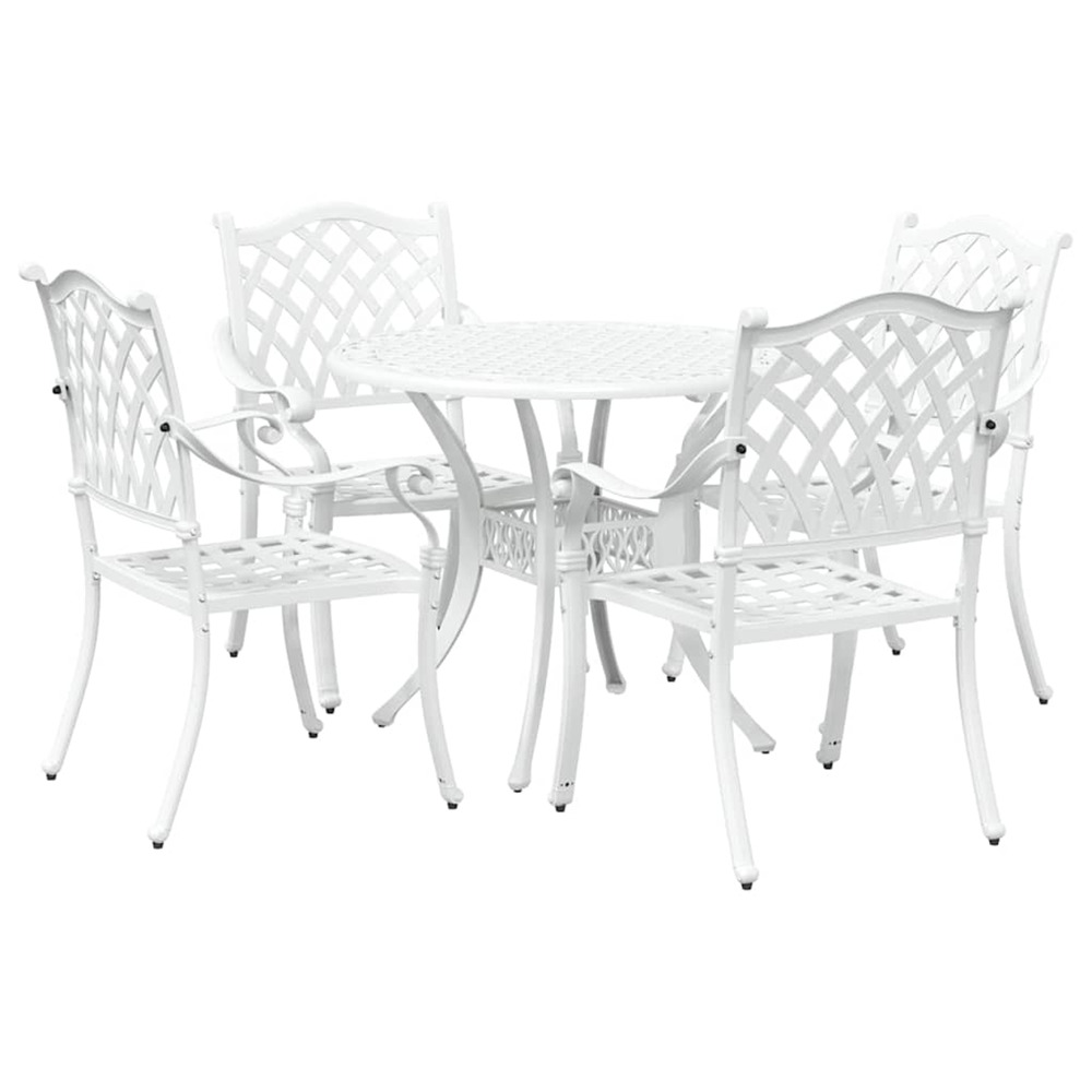 Ensemble de salle à manger pour jardin 5 pcs blanc aluminium