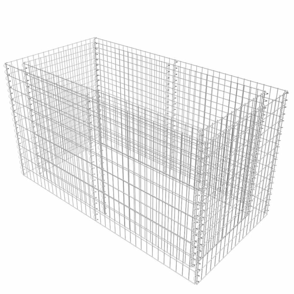 Lit surélevé à gabion acier 180 x 90 x 100 cm argenté