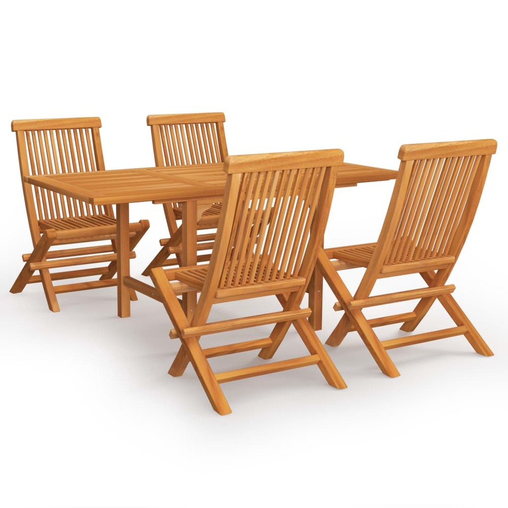 Salon de jardin meuble d'extérieur ensemble de mobilier 5 pièces bois de teck massif