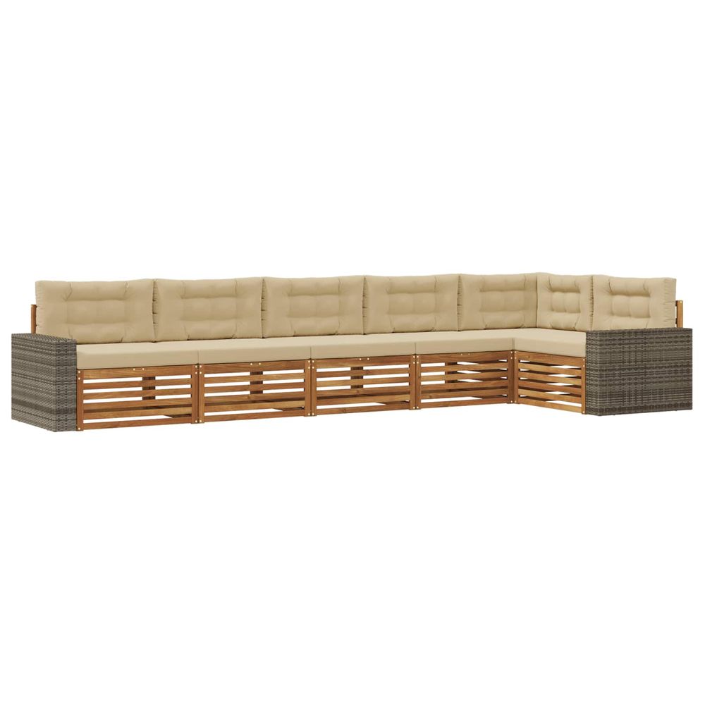 Ensemble de canapés d'extérieur 6 pc naturel et beige polyester
