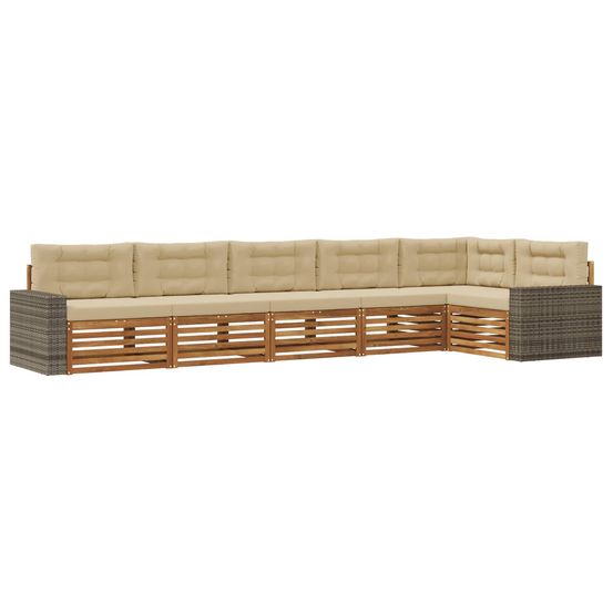 Ensemble de canapés d'extérieur 6 pc naturel et beige polyester
