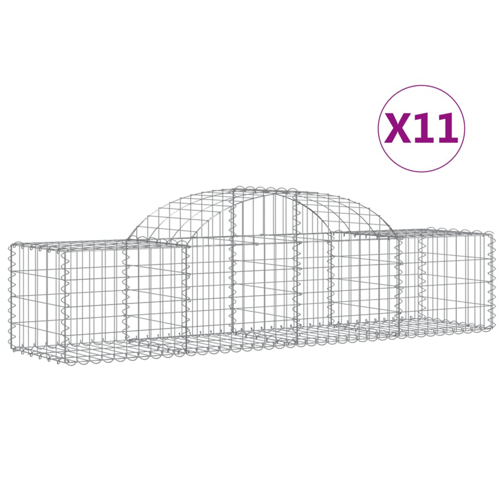 Paniers à gabions arqués 11 pcs 200x50x40/60 cm fer galvanisé