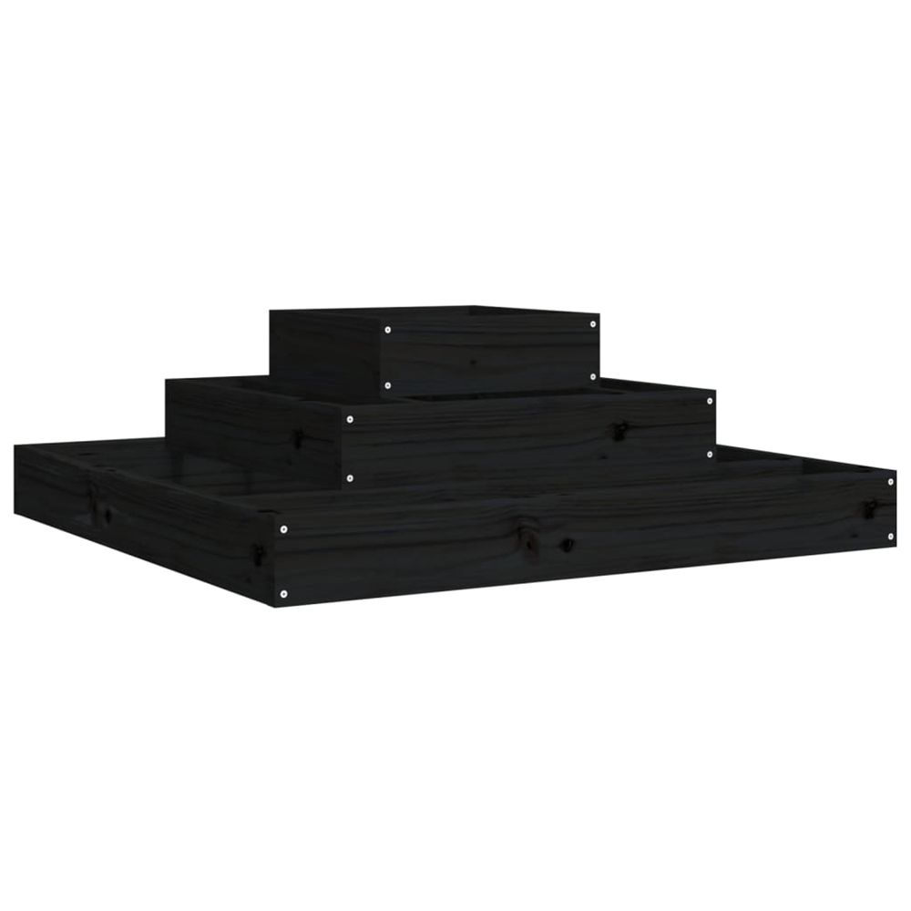 Jardinière d'extérieur noir 80x80x27 cm bois massif de pin