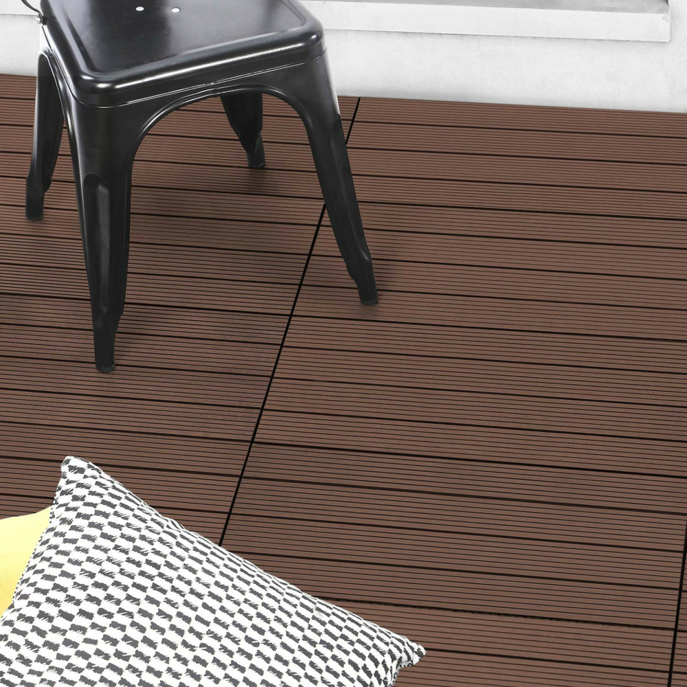 Lot de 5 dalles de terrasse rectangulaire wodhy clipsables bois composite taupe 60 x 30 cm