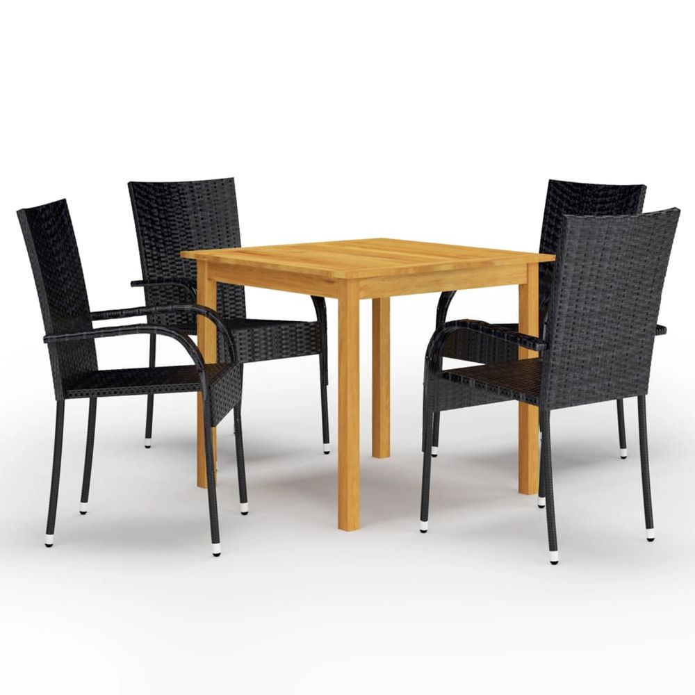 Ensemble à manger de jardin 5 pcs noir