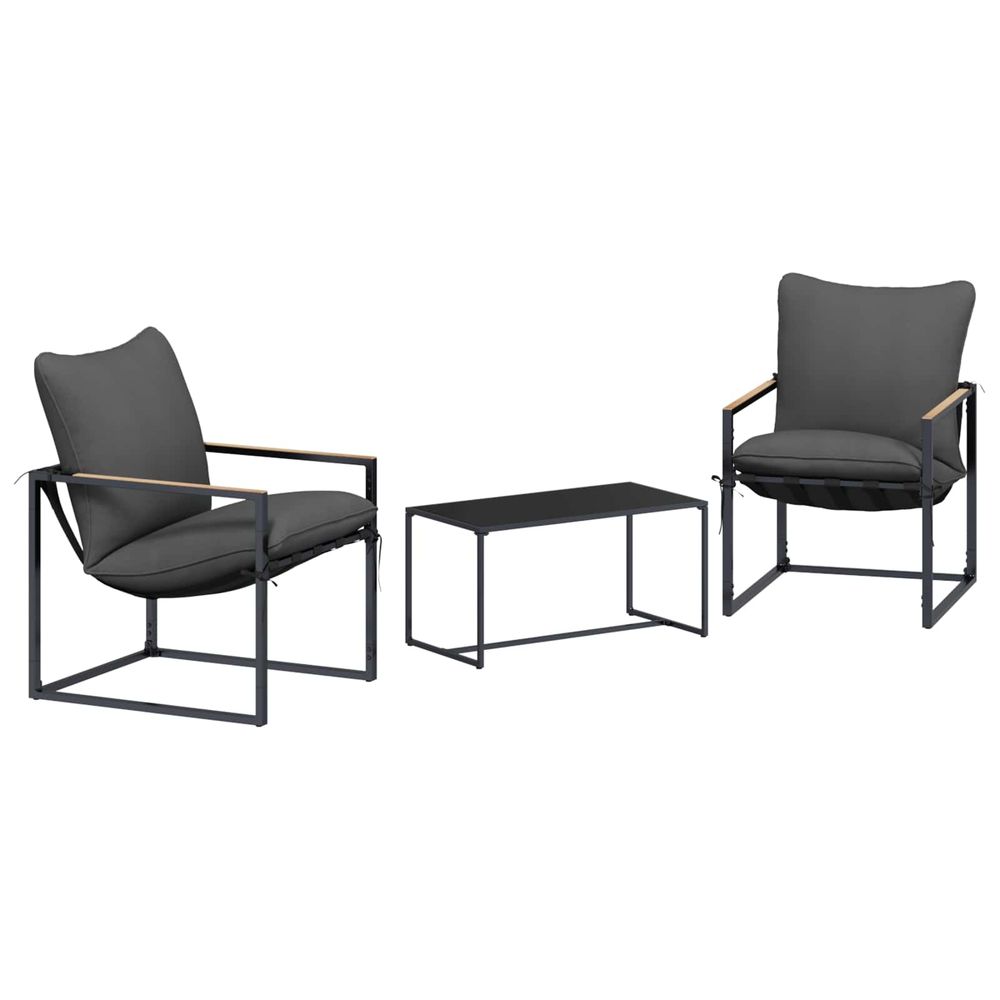 Ensemble de canapé de jardin 3 pc noir et anthracite acier