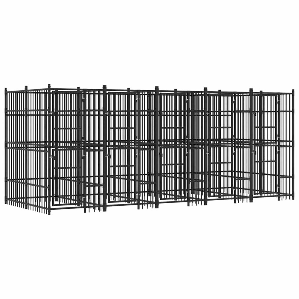 Chenil d'extérieur pour chiens acier 9,22 m²