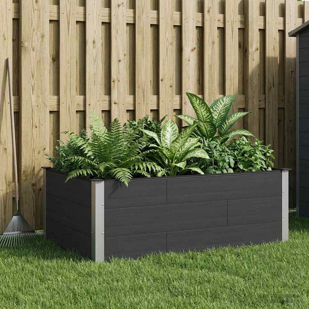 Grand bac potager surélevé wpc aluminium jardin 150x100x54cm noir