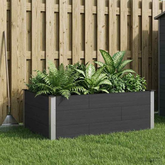 Grand bac potager surélevé wpc aluminium jardin 150x100x54cm noir