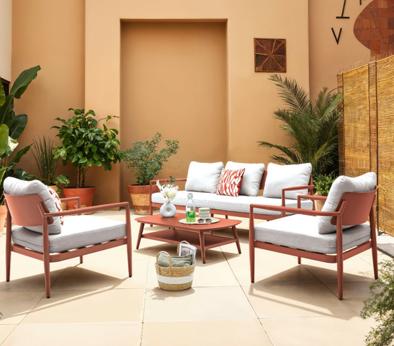 Salon de jardin en aluminium - 5 places - terracotta - naïrobi