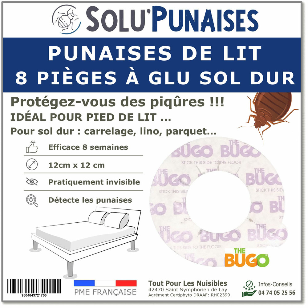 8 pièges punaises de lit à glu pour pied de lit - sol dur - the bugo