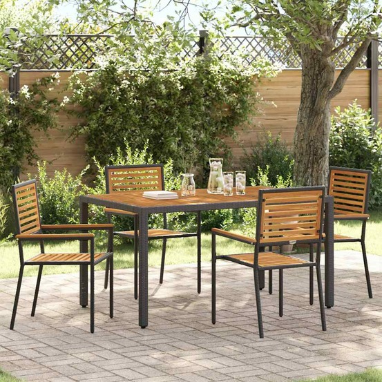 Ensemble de salle à manger pour jardin 5 pcs noir et marron
