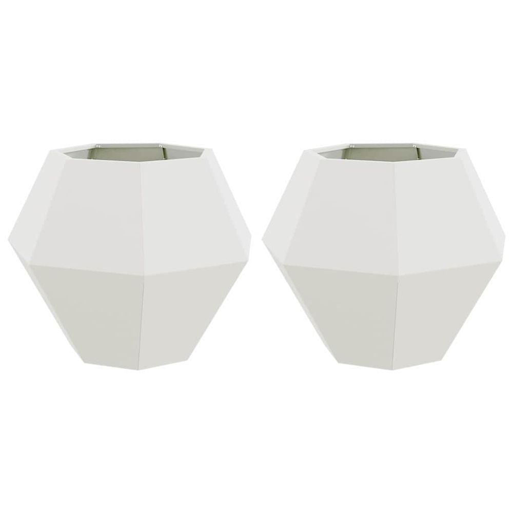 Jardinière 2 pc blanc 75 x 75 x 60 cm acier