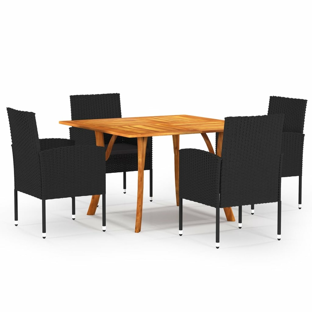 Ensemble de salle à manger de jardin 5 pcs noir