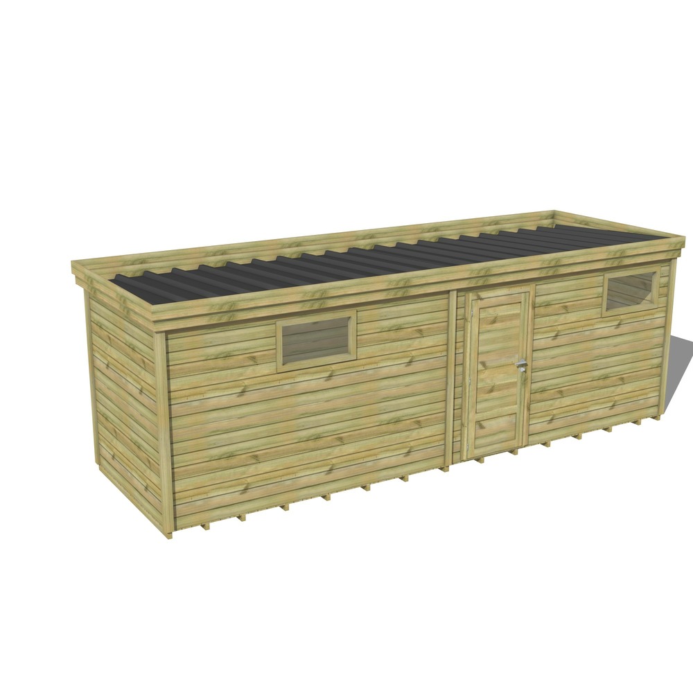 Abri de jardin bois pin traité autoclave 27mm - 7,29x2,14m / 16m2 - bac acier - plancher bois