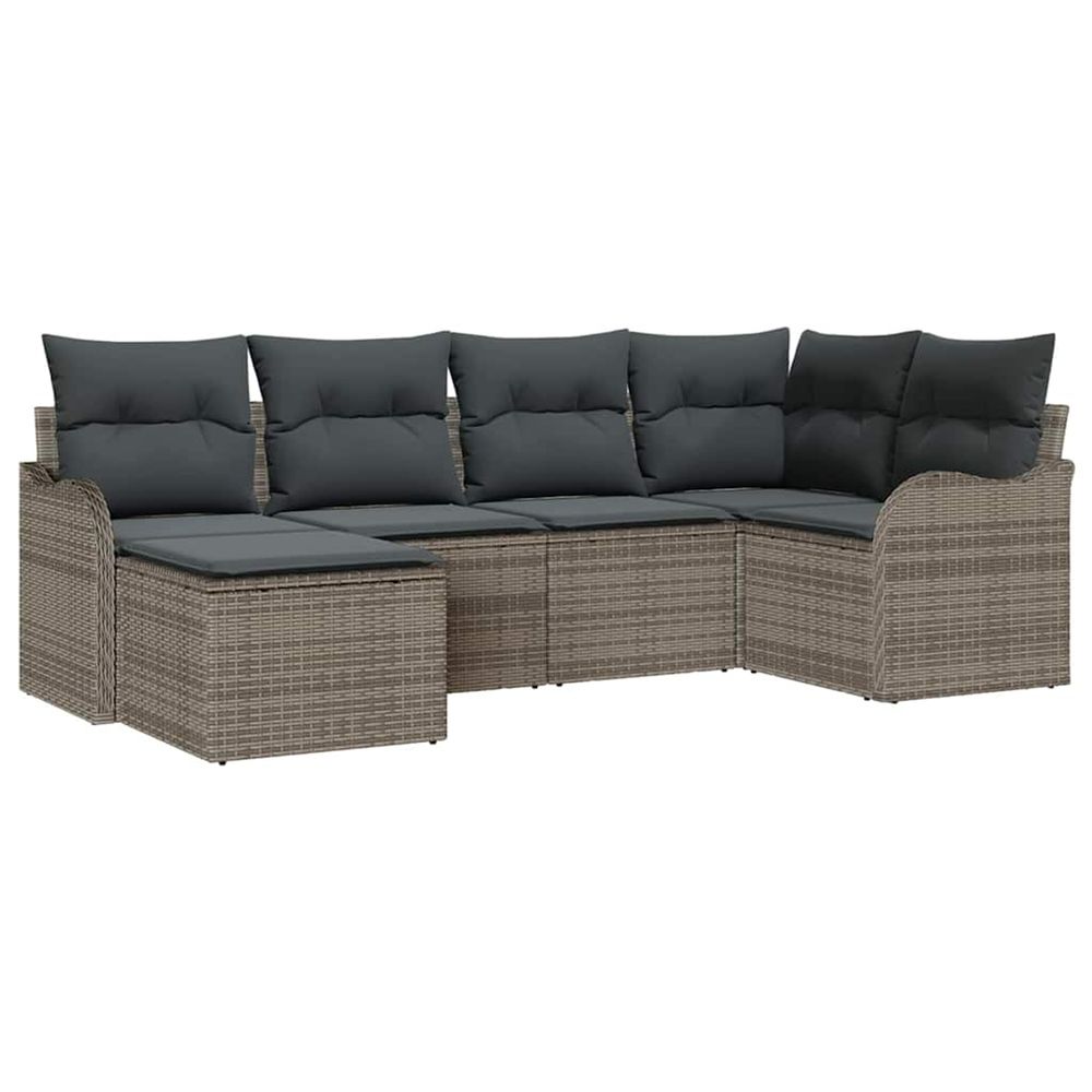 Ensemble de canapé de jardin 6 pc gris polyrotin