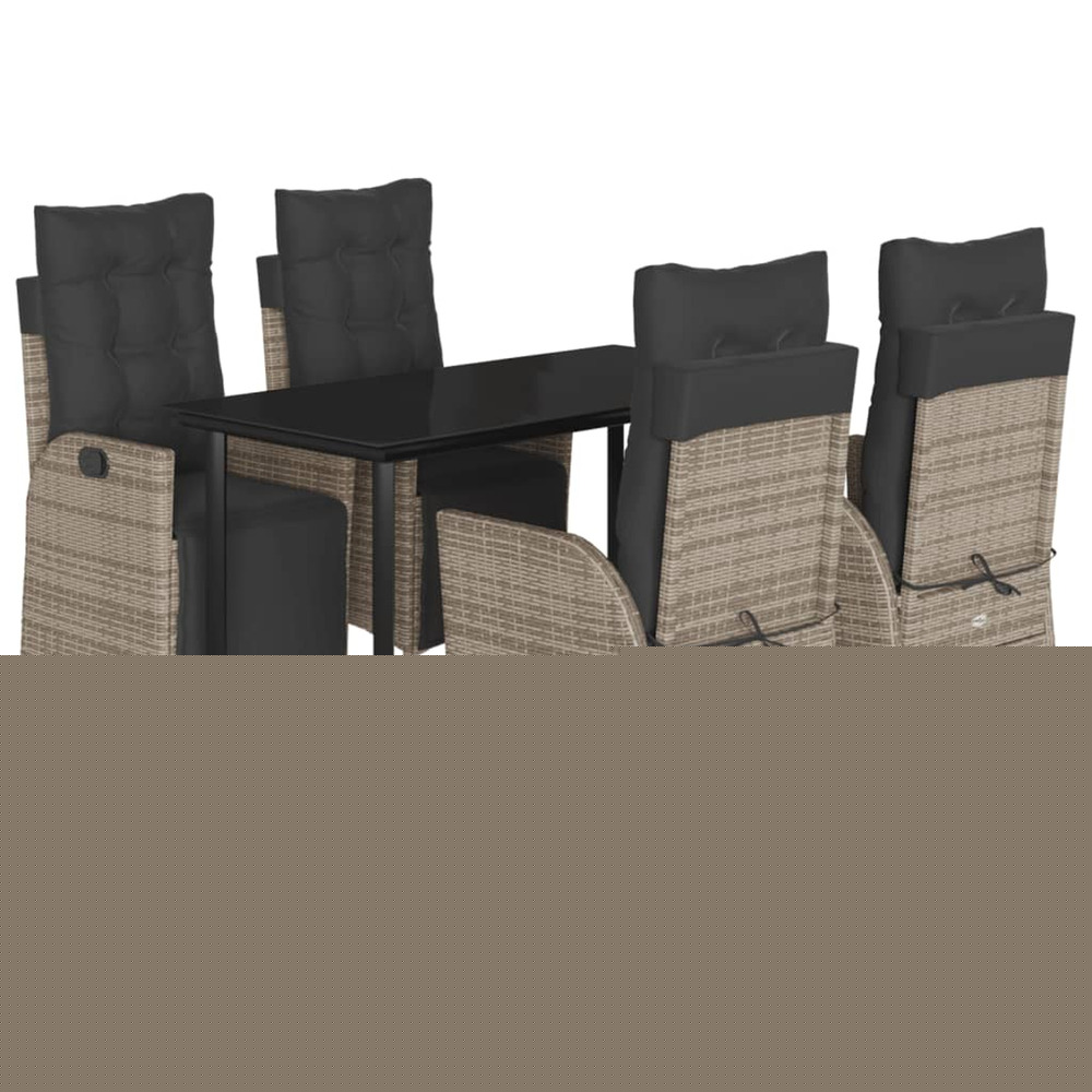 Ensemble à manger de jardin 5 pcs coussins gris résine tressée