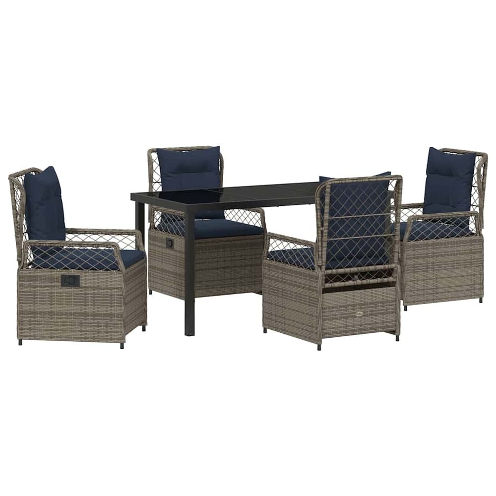 Ensemble de salle à manger pour jardin 5 pc gris polyrotin