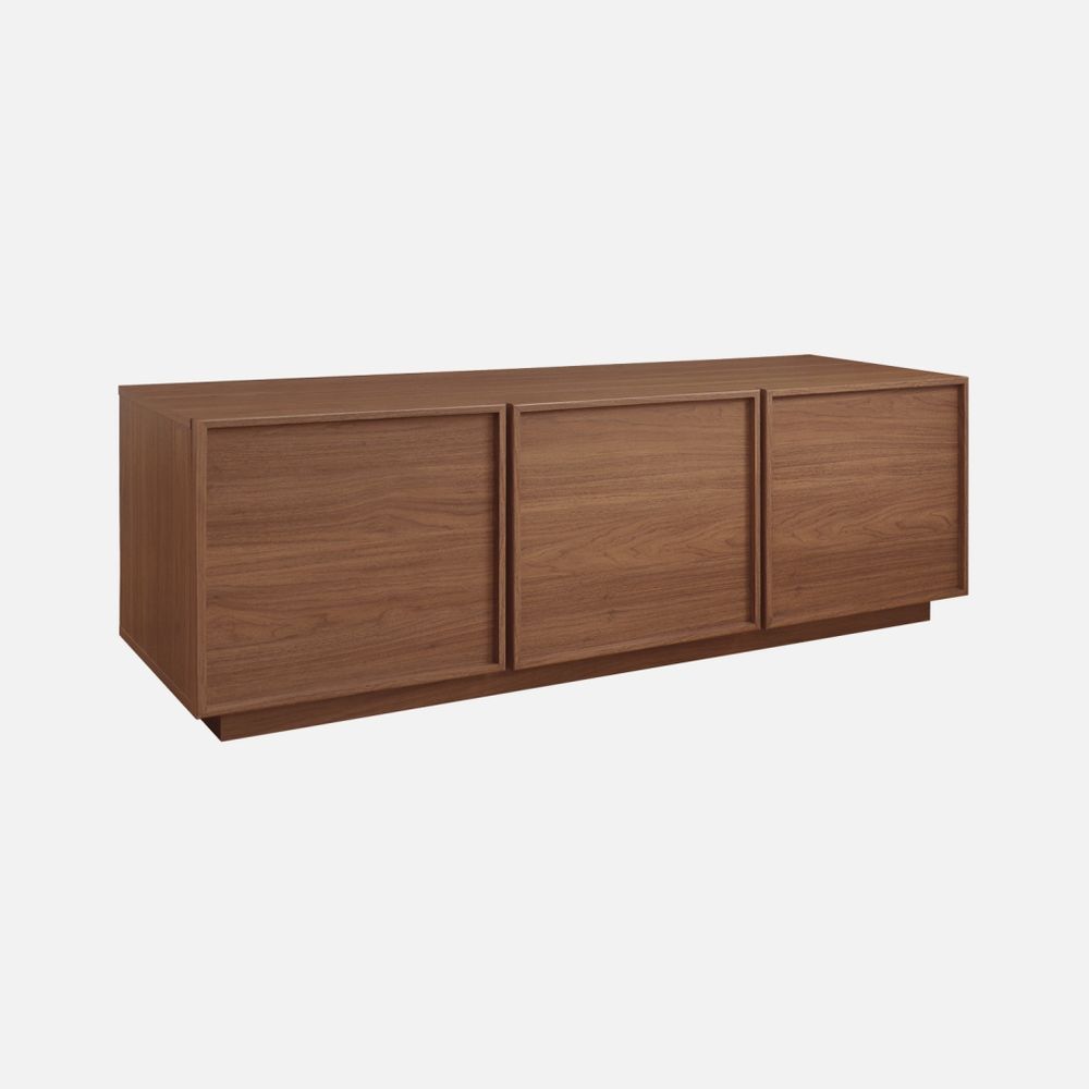 Meuble tv décor bois 3 portes l 140 x p 43 x h 45cm - kuba