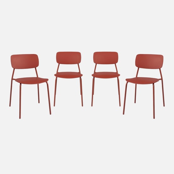Lot de 4 chaises de jardin empilables acier et plastique - liva