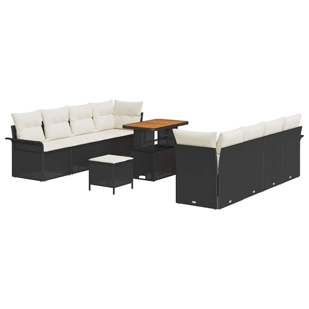 Ensemble de canapé de jardin 11 pc noir polyrotin