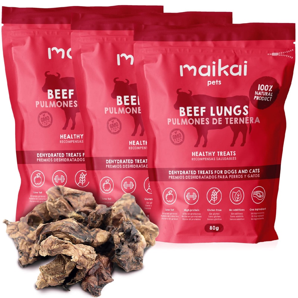 Poumons de bœuf séchés (lot de 3 x80g) – friandises saines et naturelles