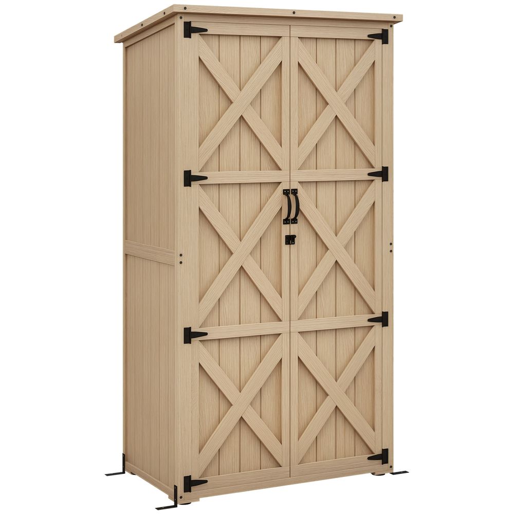 Abri de jardin en bois de sapin pour extérieur avec étagères 90x54x168cm naturel - comfortxl outdoor living