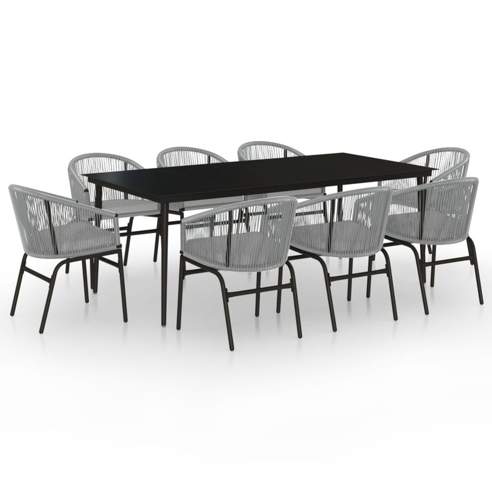 Ensemble à manger de jardin 9 pcs gris