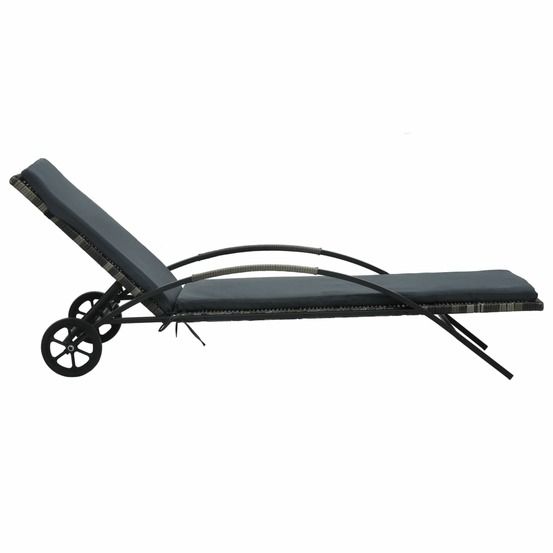 Chaises longues avec table résine tressée anthracite
