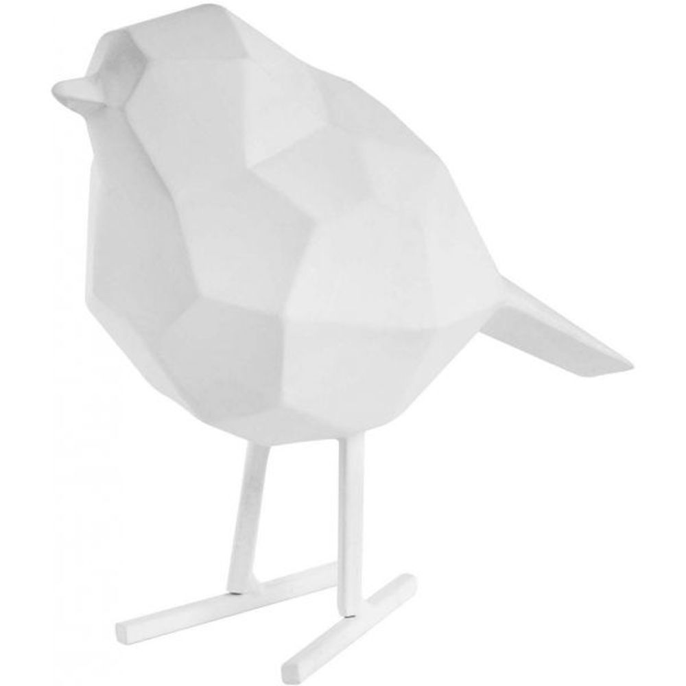 Oiseau en résine mat origami 17cm blanc