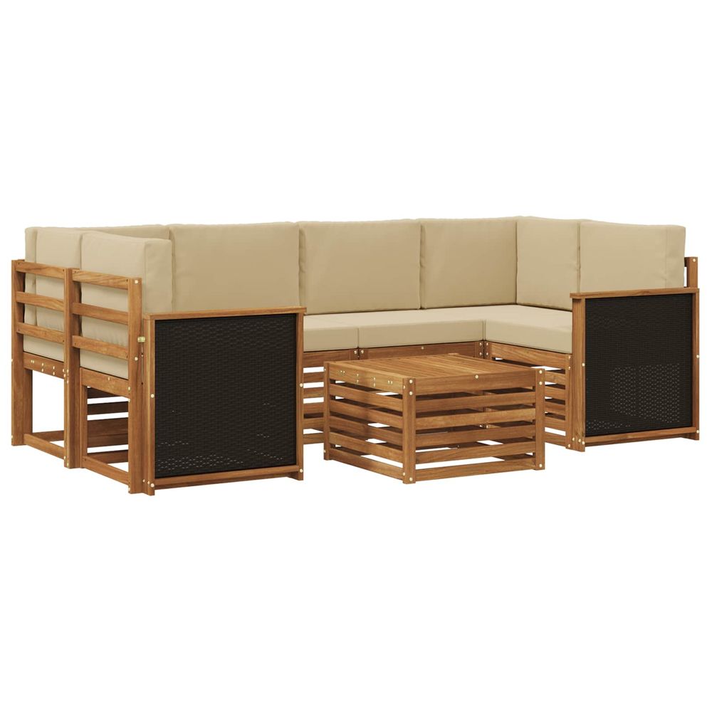 Ensemble de canapés d'extérieur 7 pc naturel et beige