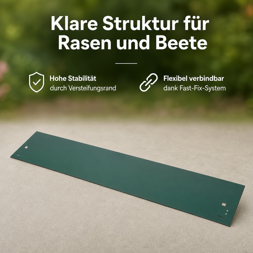 Bordure de pelouse métallique, hauteur 13,5–18,5 cm, longueur 120 cm, vert, lot de 10