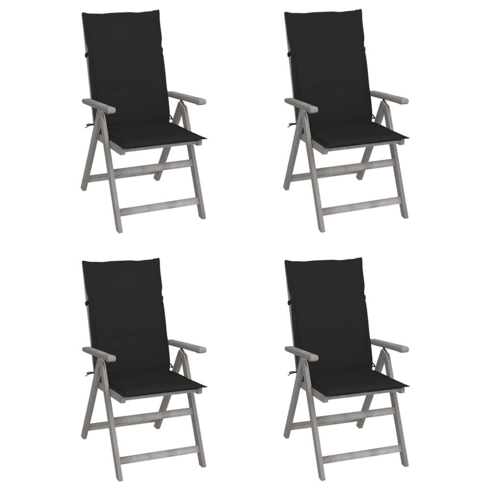 Chaises inclinables de jardin lot de 4 et coussins bois acacia