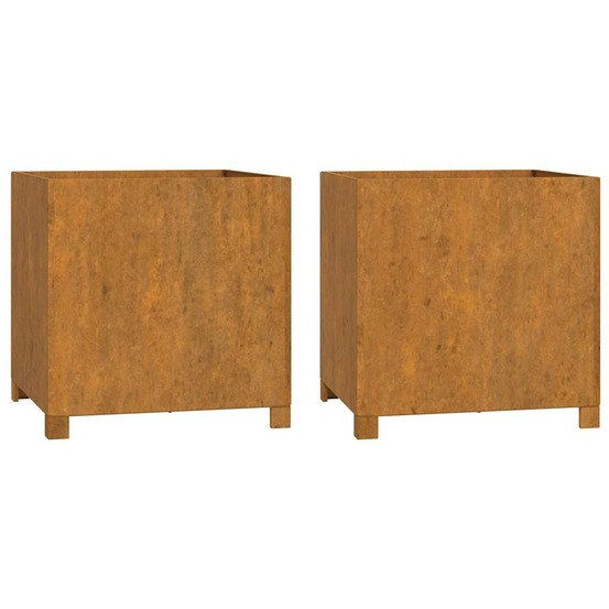 Jardinières avec pieds 2 pcs rouillé 50x50x50 cm acier corten