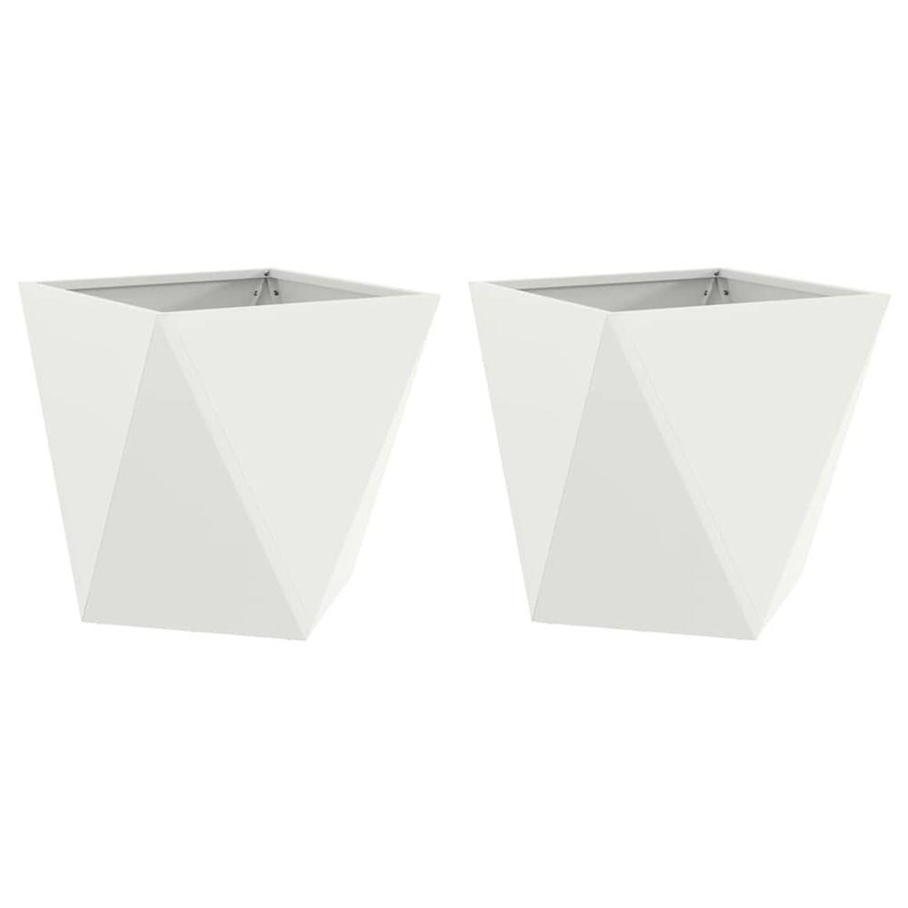 Jardinière d'extérieur 2 pc blanc 40 x 40 x 40 cm acier