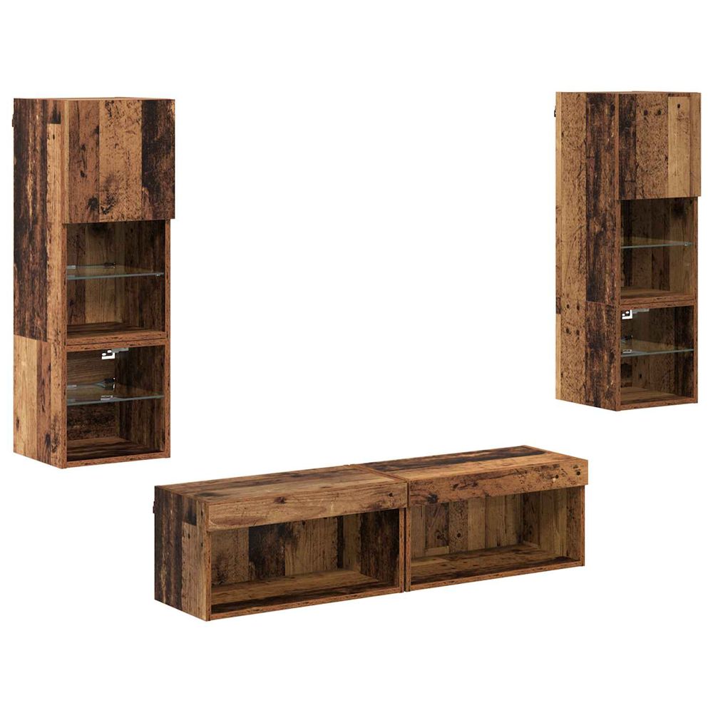Unité murale de tv 6 pc bois ancien bois d'ingénierie