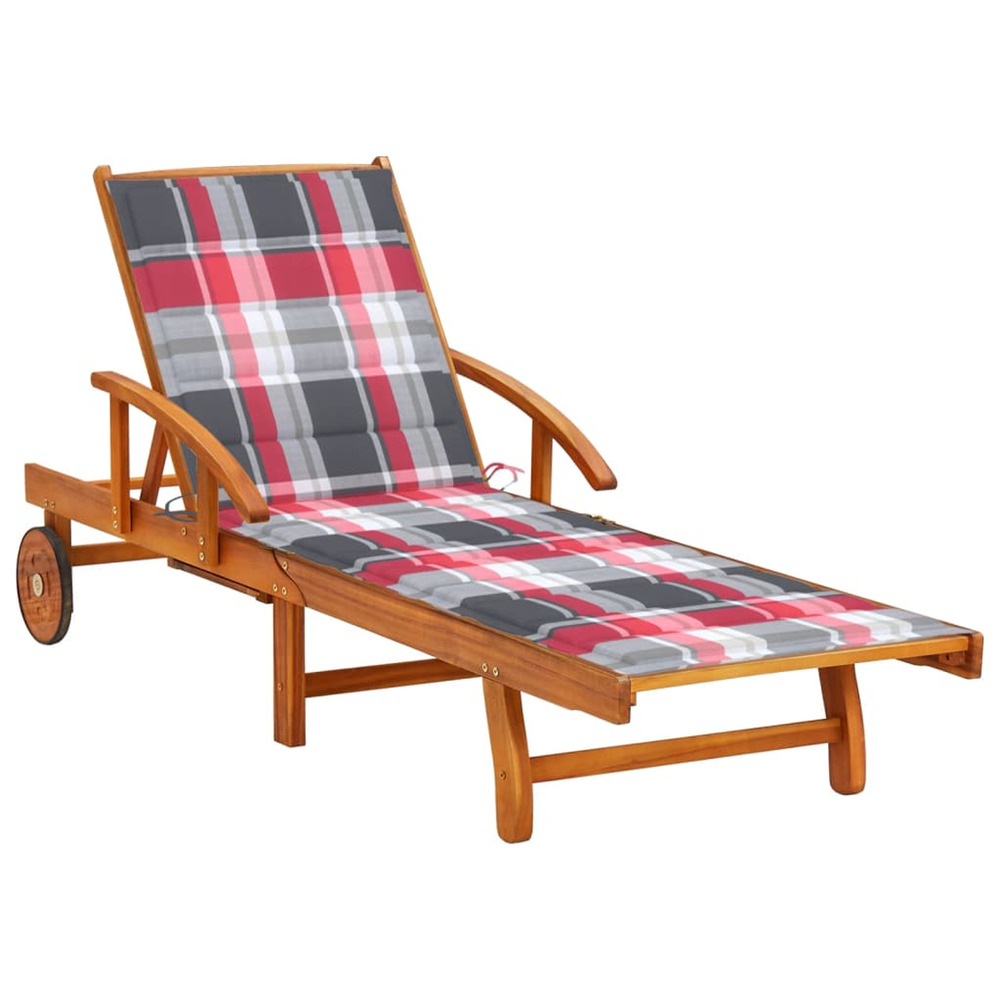 Chaise longue de jardin avec coussin bois d'acacia solide bain de soleil
