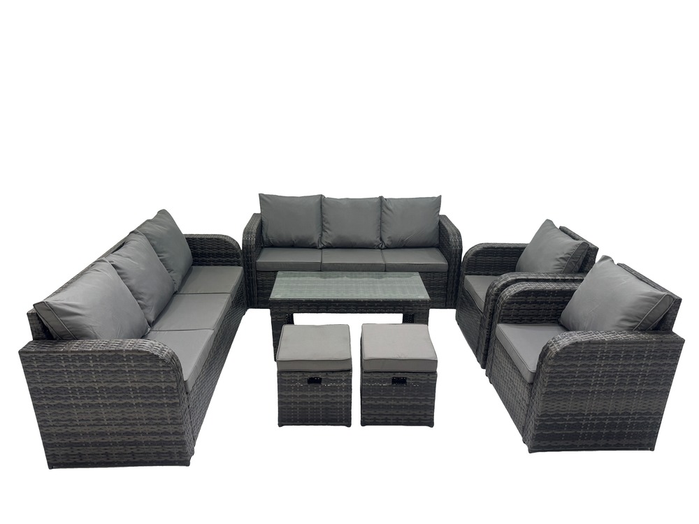 Ensembles de meubles de jardin 10 places ensemble de canapés en rotin avec table basse chaise inclinable 2 petits tabourets